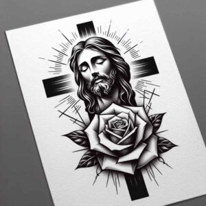 spiritual-jesus-tattoo-realism-realistic-gleam-for-behind-ear – tattoo design ideas free ai generated – Gallery: jesus-inkby-ai