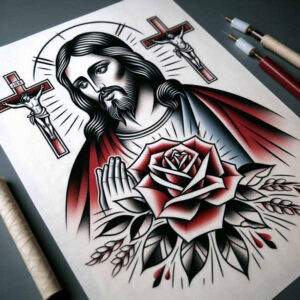 jesus-holy-spirit-tattoo-surrealism-esoteric-symbolism-for-behind-ear – tattoo design ideas free ai generated – Gallery: jesus-inkby-ai