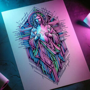 jesus tattoo design ideas clean contrast biblical stands for courage