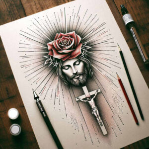 jesus tattoo design ideas watercolor-style compassionate for upper arm