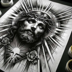 jesus tattoo design ideas Surrealism esoteric compassionate for wrist side