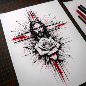 jesus tattoo design ideas artistic shading divine love for upper chest