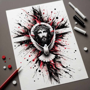 jesus tattoo design ideas Realism smooth gradients divine mercy meaning determination