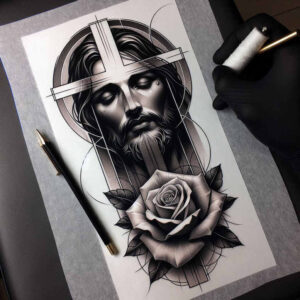 jesus tattoo design ideas Realism real shadows divine mercy stands for perseverance