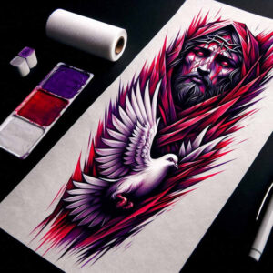 jesus tattoo design ideas color overlays divine presence for heel