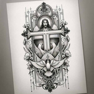 jesus tattoo design ideas Surrealism melting forms faith for palm