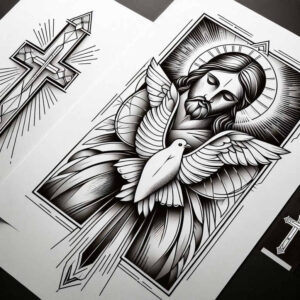 jesus tattoo design ideas Surrealism impossible forms faith represents courage