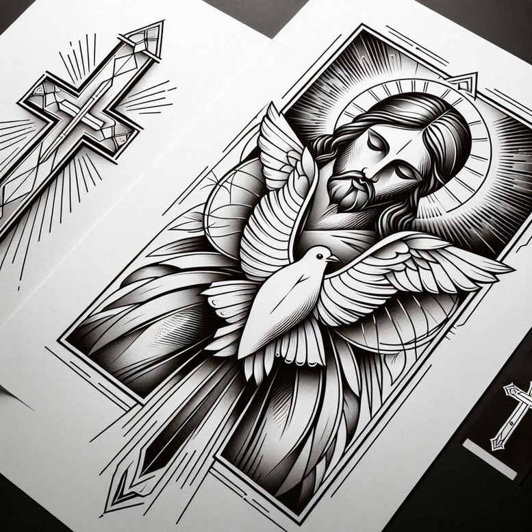 jesus tattoo design ideas Surrealism impossible forms faith represents courage
