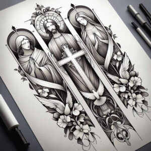 jesus tattoo design ideas Realism realistic color gentle for knee