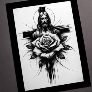 jesus tattoo design ideas Surrealism fluid forms holy spirit represents determination