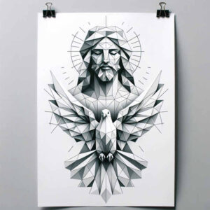 jesus tattoo design ideas Realism blended gradients holy symbol of determination