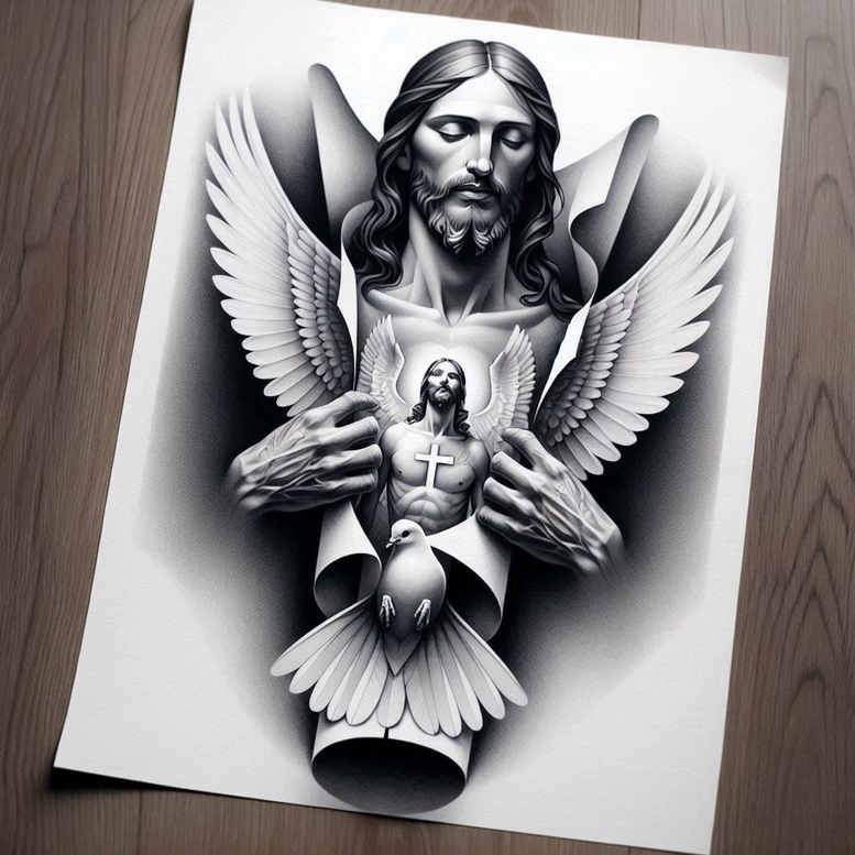 jesus tattoo design ideas vintage influence peaceful for stomach