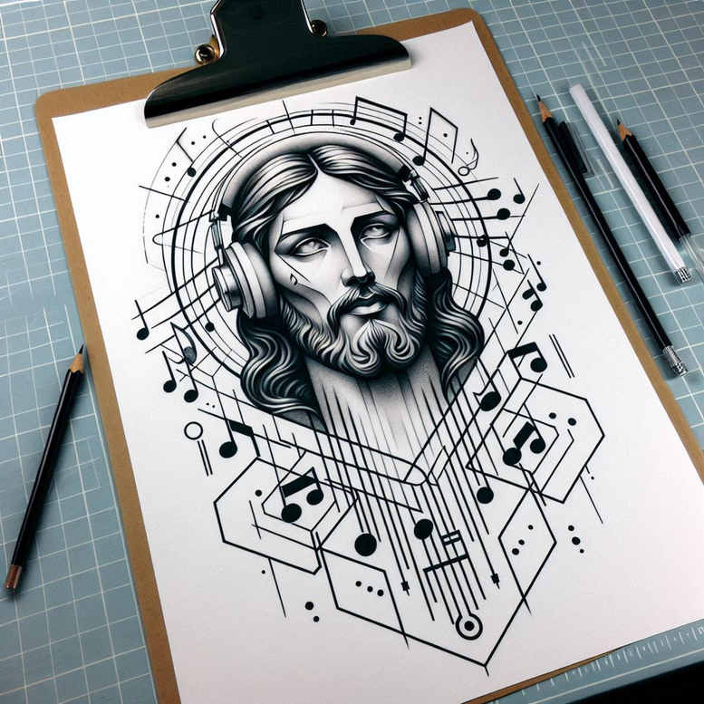 jesus tattoo design ideas Realism reflection effect prayer for lower thigh