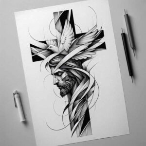 jesus tattoo design ideas Surrealism juxtaposition prayer symbol of endurance