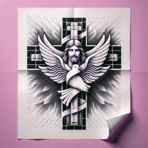 jesus tattoo design ideas Surrealism translucent layers religious motif symbolising endurance