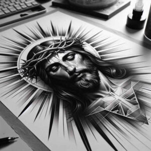 jesus tattoo design ideas Realism visual truth sacred aura stands for strength