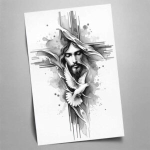 jesus tattoo design ideas layered fill sacred tattoo symbolising perseverance