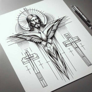 jesus tattoo design ideas textural detail salvation for calf