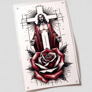 jesus tattoo design ideas vibrant palette salvation for upper chest