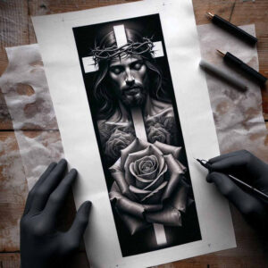 jesus tattoo design ideas textured spiritual for triceps