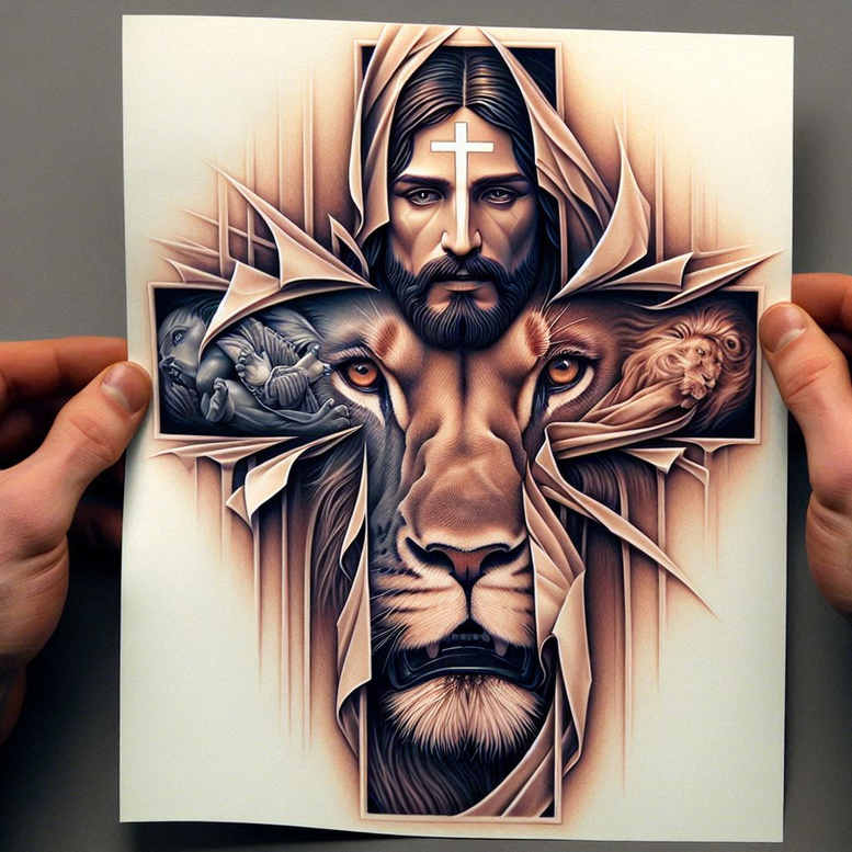 jesus tattoo design ideas Surrealism symbolic spiritual power symbolising strength