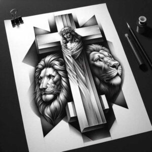 jesus tattoo design ideas Realism precise gradient spiritual stands for determination