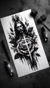 roses tattoo design ideas Neotraditional balanced tones romantic symbol of courage