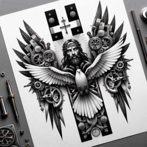 mystical-wolf-tattoo – tattoo design ideas free ai generated – neotraditional-vivid-detail – for-upper-shoulder – Gallery: wolves-inkby-ai