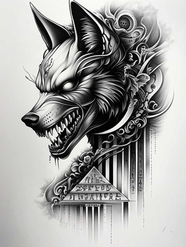 anubis-ritual-surface-complexity-for-lower-leg – tattoo design ideas free ai generated – Gallery: anubis-inkby-ai