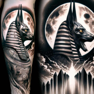 mystical-anubis-smooth-gradients-for-elbow – tattoo design ideas free ai generated – Gallery: anubis-inkby-ai