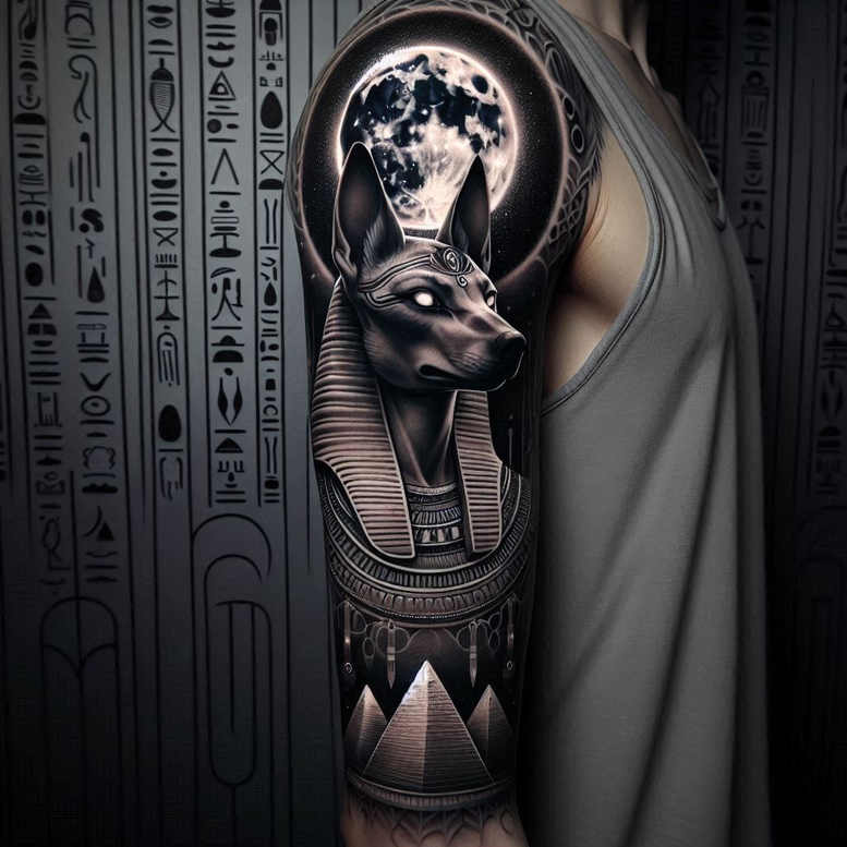 anubis-god-of-death-contrast-ink-for-back – tattoo design ideas free ai generated – Gallery: anubis-inkby-ai