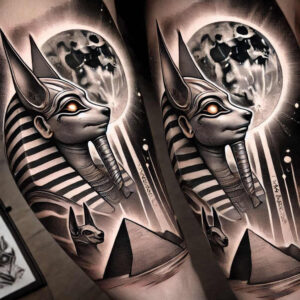 anubis tattoo design ideas Realism soft contrast embalming for full back