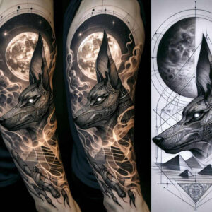 anubis tattoo design ideas Surrealism psychological depth jackal for chest
