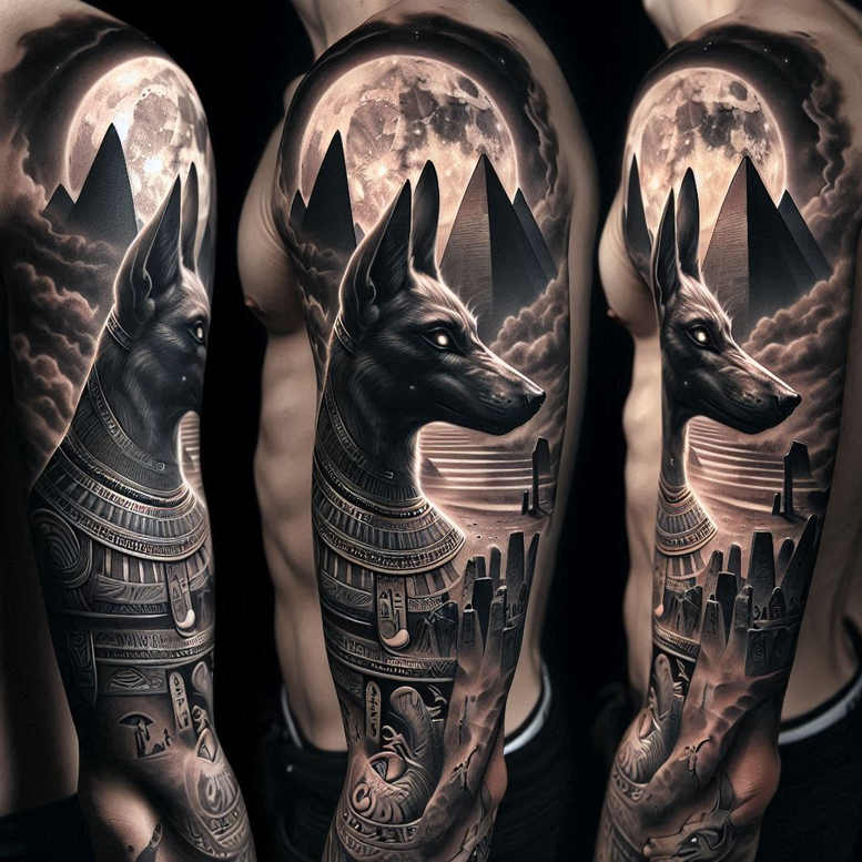 anubis tattoo design ideas Realism realistic perspective priest for behind ear