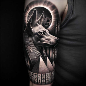 anubis tattoo design ideas Surrealism blurred boundaries sacred animal for lower chest