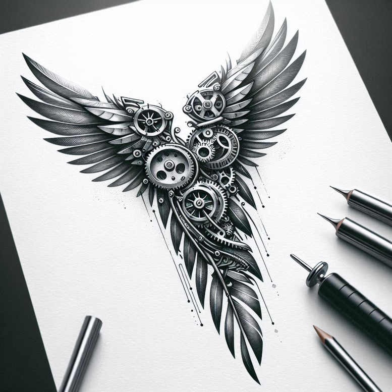biomechanics tattoo design ideas bold color organic forms for lower back