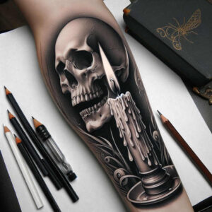 mystical-candle-depth-illusion-for-ribs – tattoo design ideas free ai generated – Gallery: candles-inkby-ai