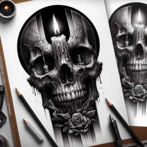 white-candle-emotional-realism-for-scapula – tattoo design ideas free ai generated – Gallery: candles-inkby-ai