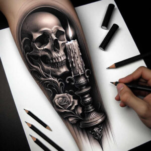 white-candle-anatomical-accuracy-for-back-shoulder – tattoo design ideas free ai generated – Gallery: candles-inkby-ai