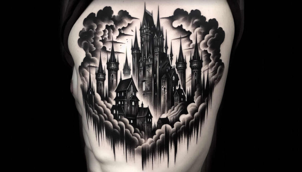 medieval-castle-invisible-entity-sharp-focus – tattoo design ideas free ai generated – Gallery: castles-inkby-ai