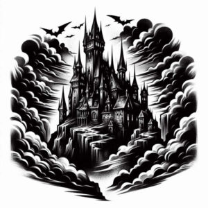 noble-castle-frightening-micro-realism – tattoo design ideas free ai generated – Gallery: castles-inkby-ai