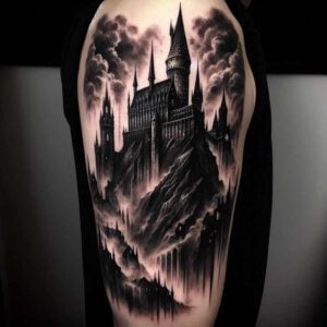 castle-heritage-macabre-realistic-gleam – tattoo design ideas free ai generated – Gallery: castles-inkby-ai