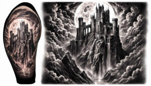 castle-tower-freaky-realistic-dimension – tattoo design ideas free ai generated – Gallery: castles-inkby-ai