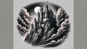 drawbridge-castle-moody-natural-look – tattoo design ideas free ai generated – Gallery: castles-inkby-ai