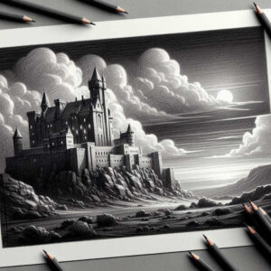 castle-watchtower-shadows-realistic – tattoo design ideas free ai generated – Gallery: castles-inkby-ai