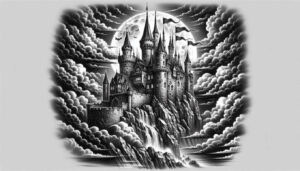 legendary-castle-haunted-micro-realism – tattoo design ideas free ai generated – Gallery: castles-inkby-ai