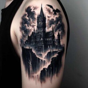 fortress-heritage-creepy-natural-look – tattoo design ideas free ai generated – Gallery: castles-inkby-ai