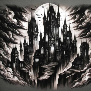 castle-wall-defense-petrified-smooth-blackwork – tattoo design ideas free ai generated – Gallery: castles-inkby-ai