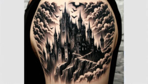 fortress-stronghold-spectral-digital-realism – tattoo design ideas free ai generated – Gallery: castles-inkby-ai
