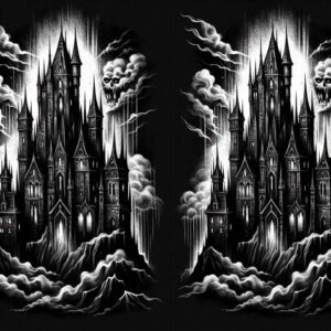 castle-chapel-blood-red-visual-accuracy – tattoo design ideas free ai generated – Gallery: castles-inkby-ai